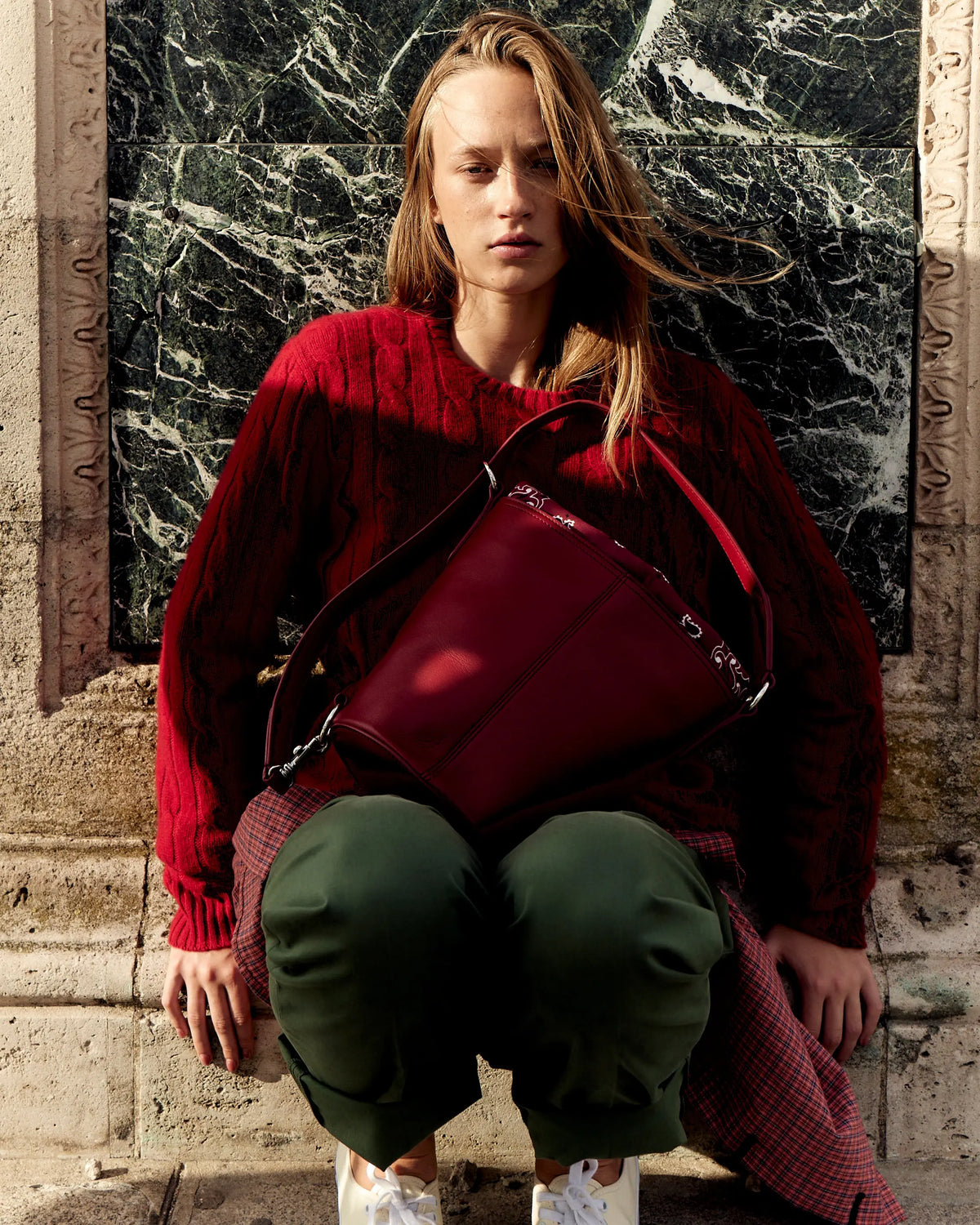 Sac moyen Peekaboo cuir - All Cherry