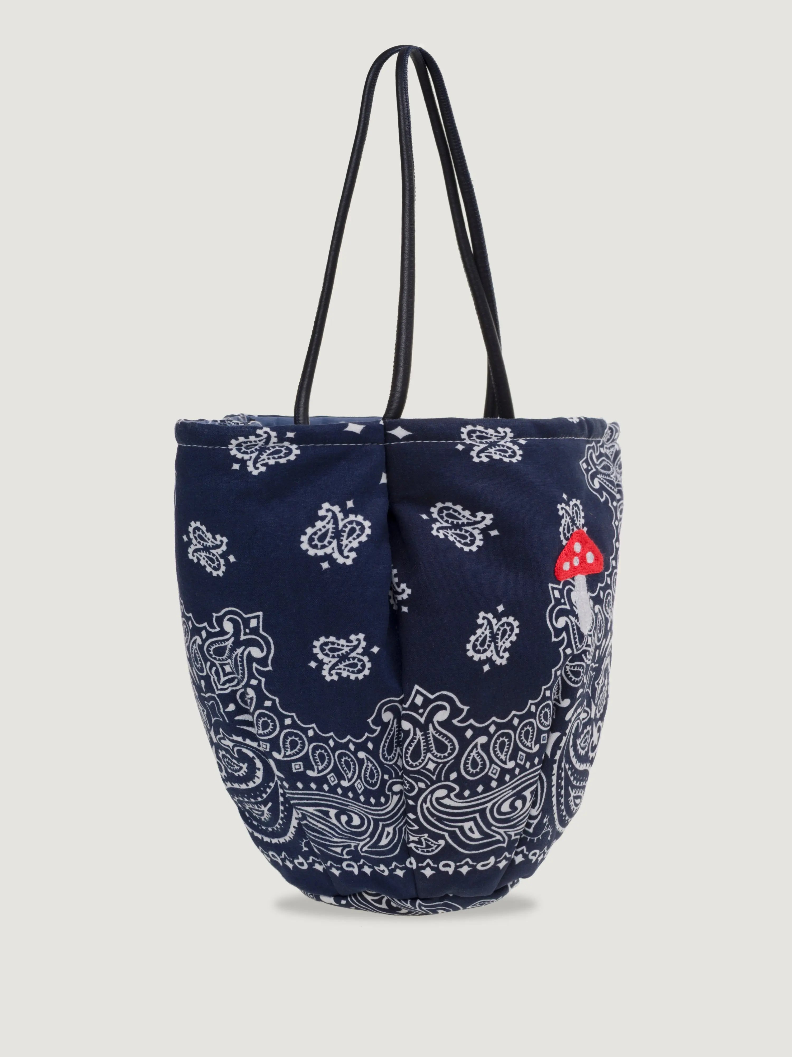 Embroidered Petal Bag - Mushroom - Navy / Chambray