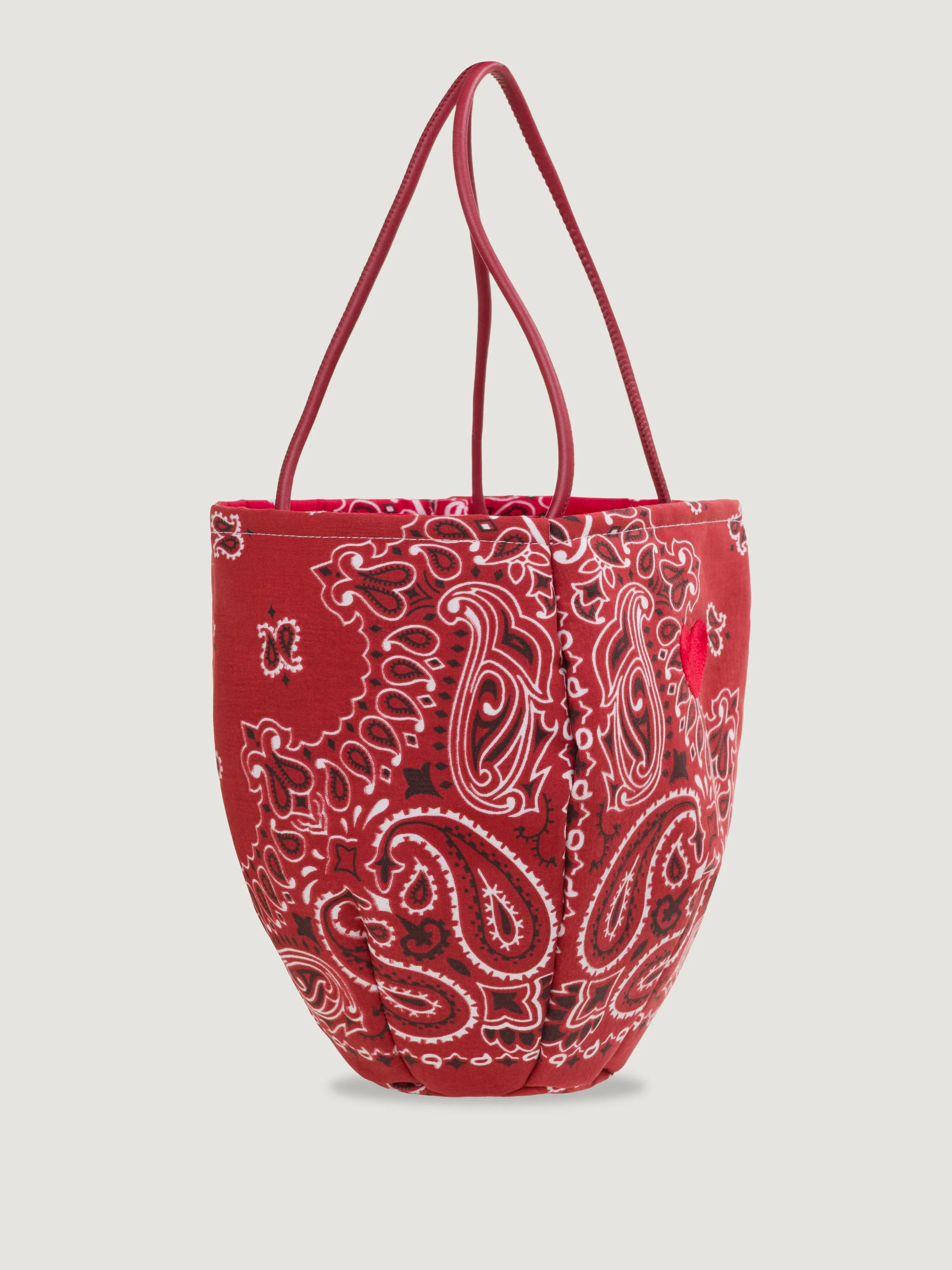 Embroidered Petal Bag - Heart - Vintage Red / Real Red