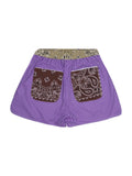 Striped Shorts - Purple / Beige / Brown