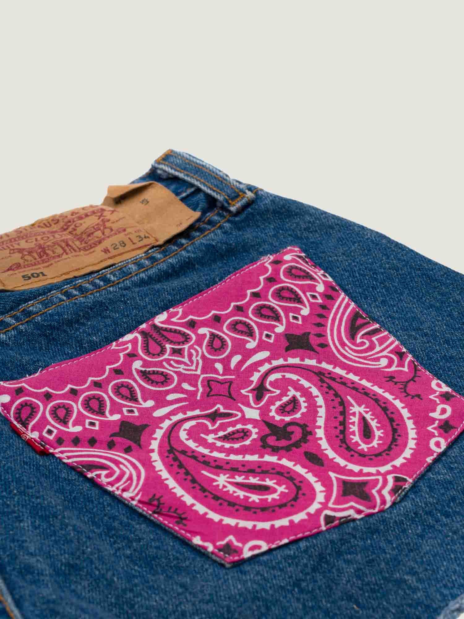Short en jean à motifs fleuris délavés fille bleu stone
