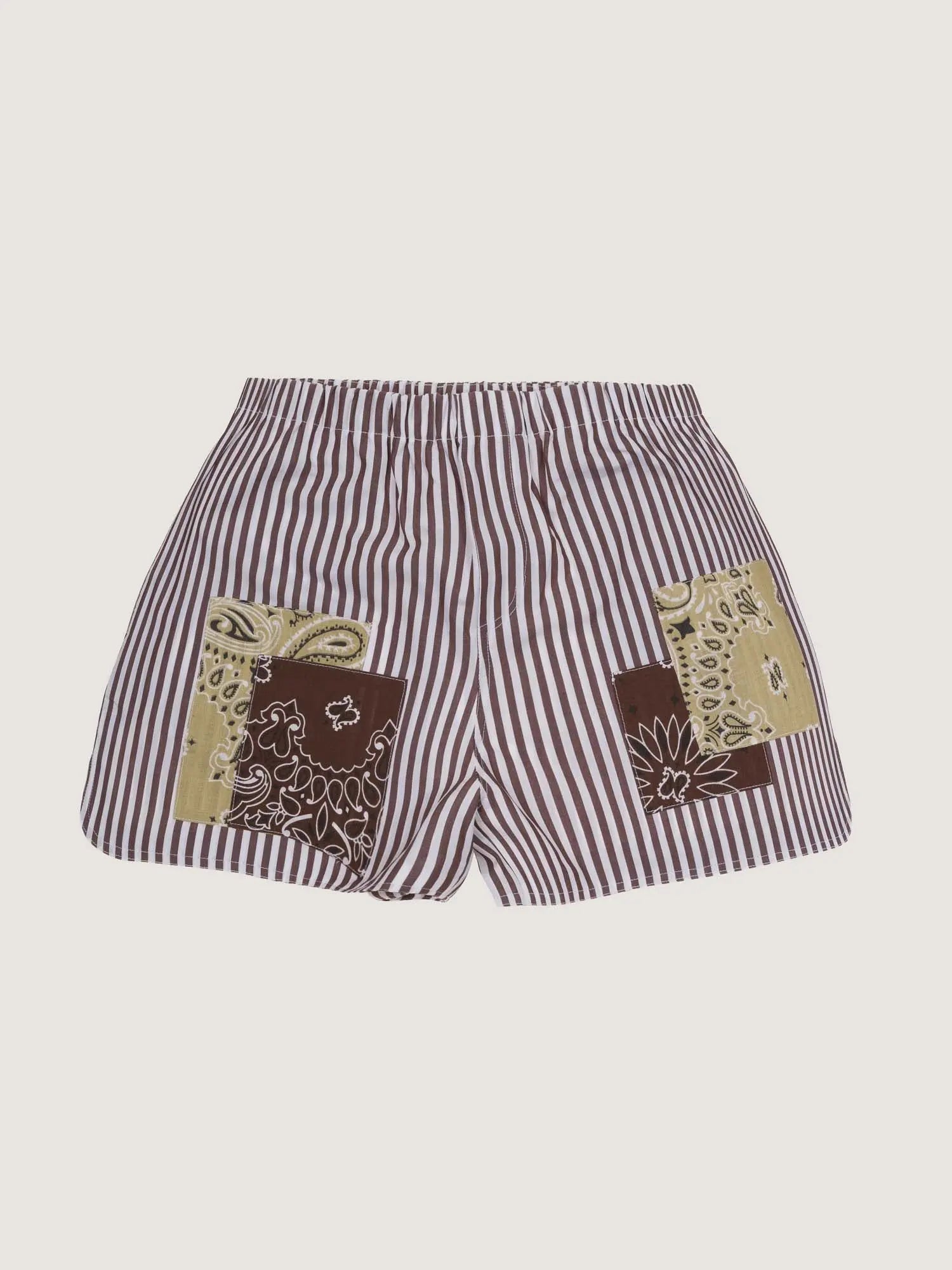 Striped shorts - Brown / Beige