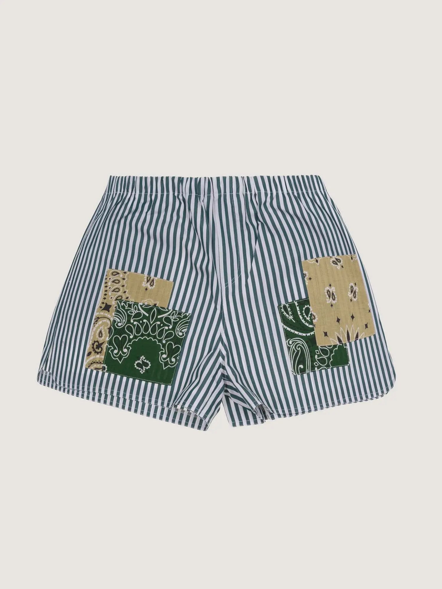 Short rayé - Vert Week-End / Beige