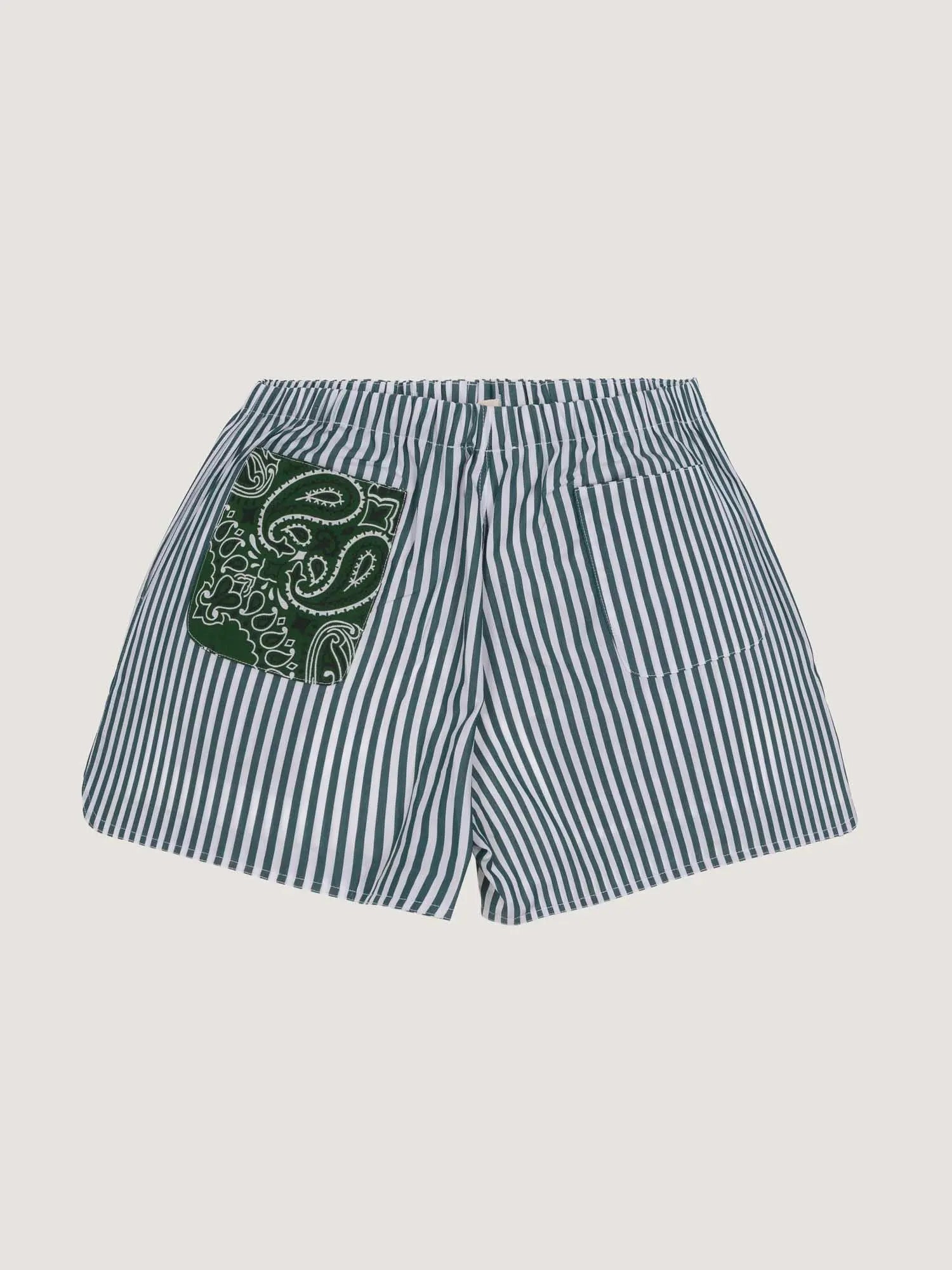 Short rayé - Vert Week-End / Beige