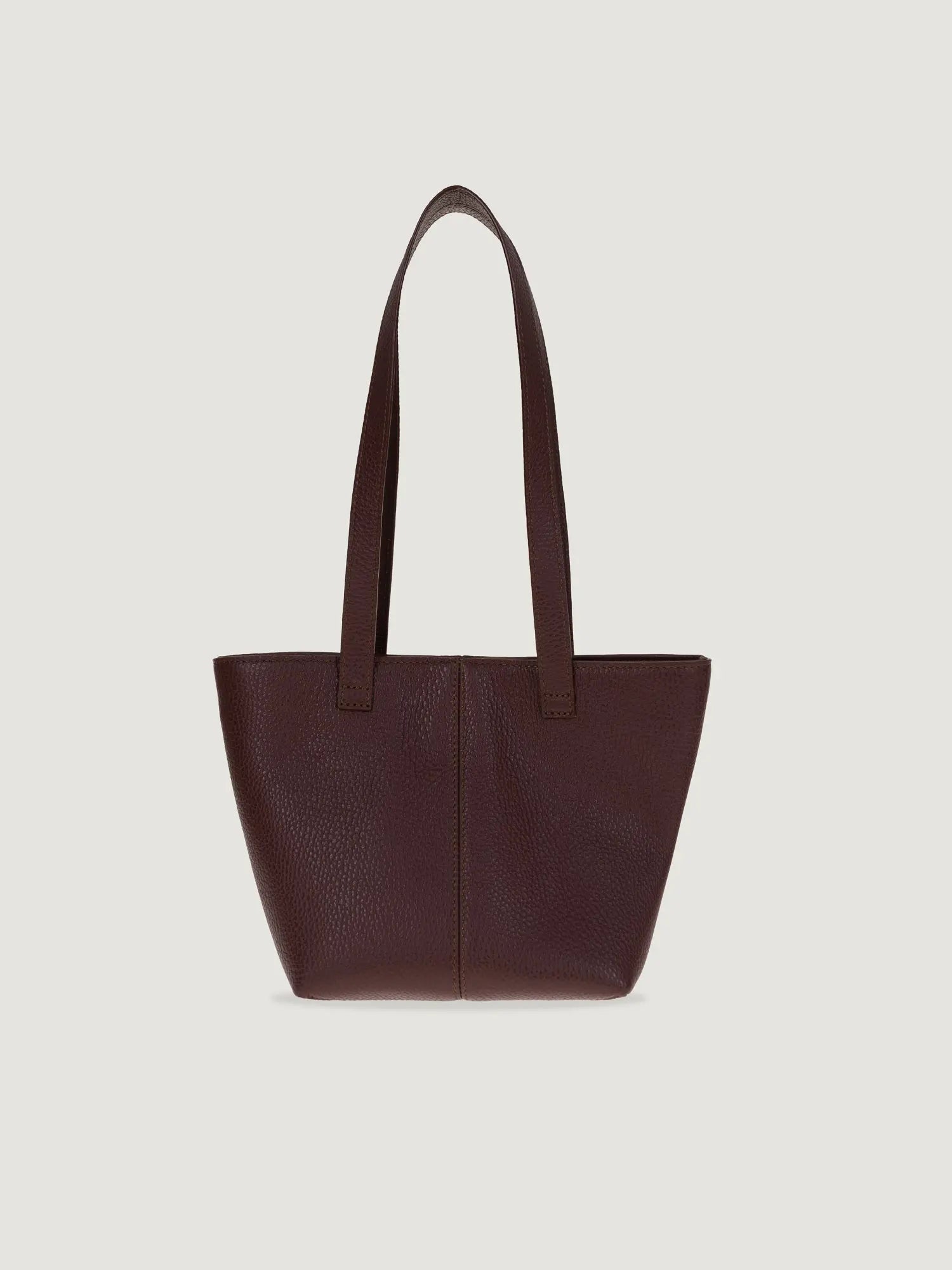 Mini Leather Tote Bag - Brown