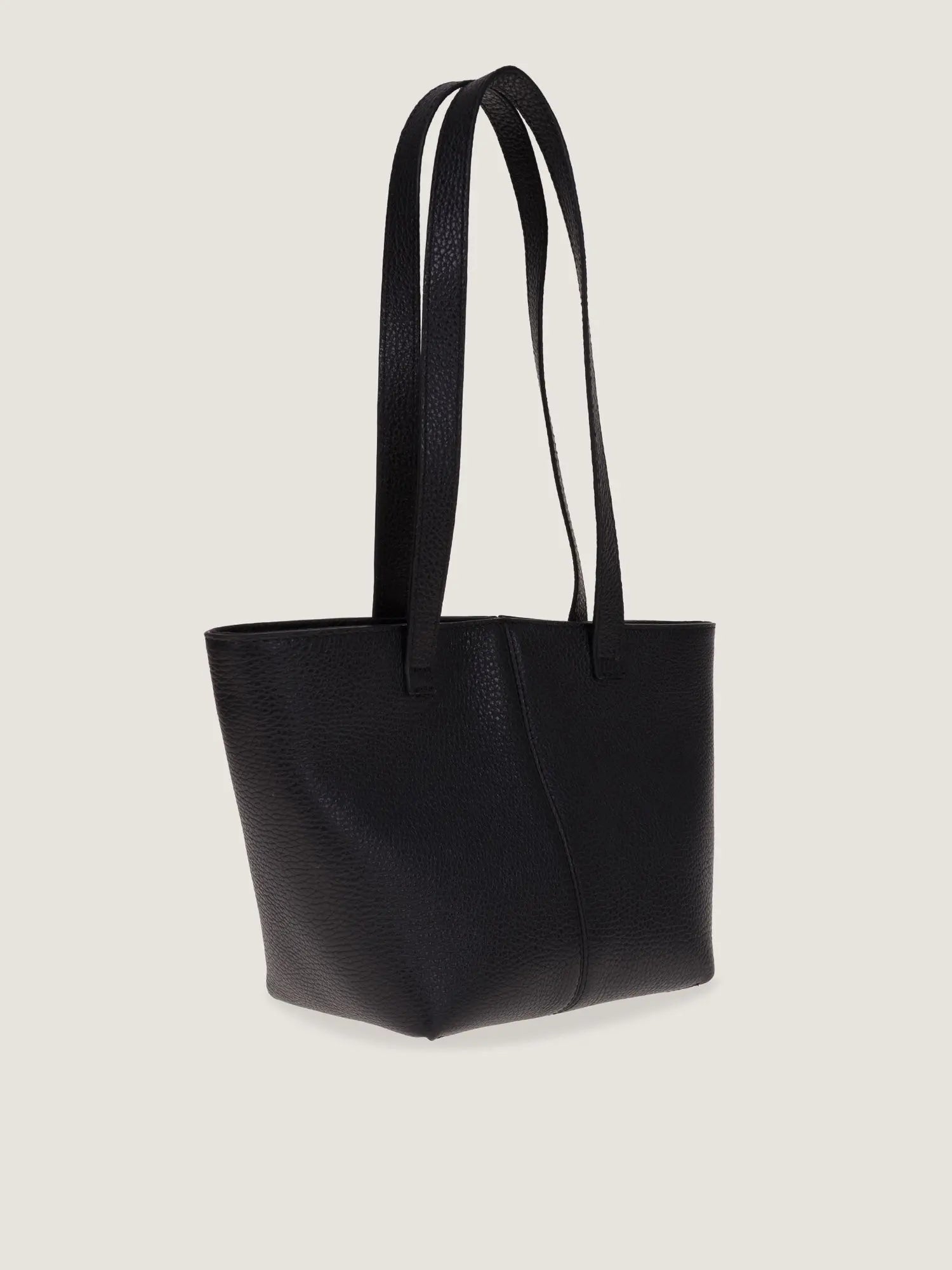 Mini Leather Tote Bag - Black