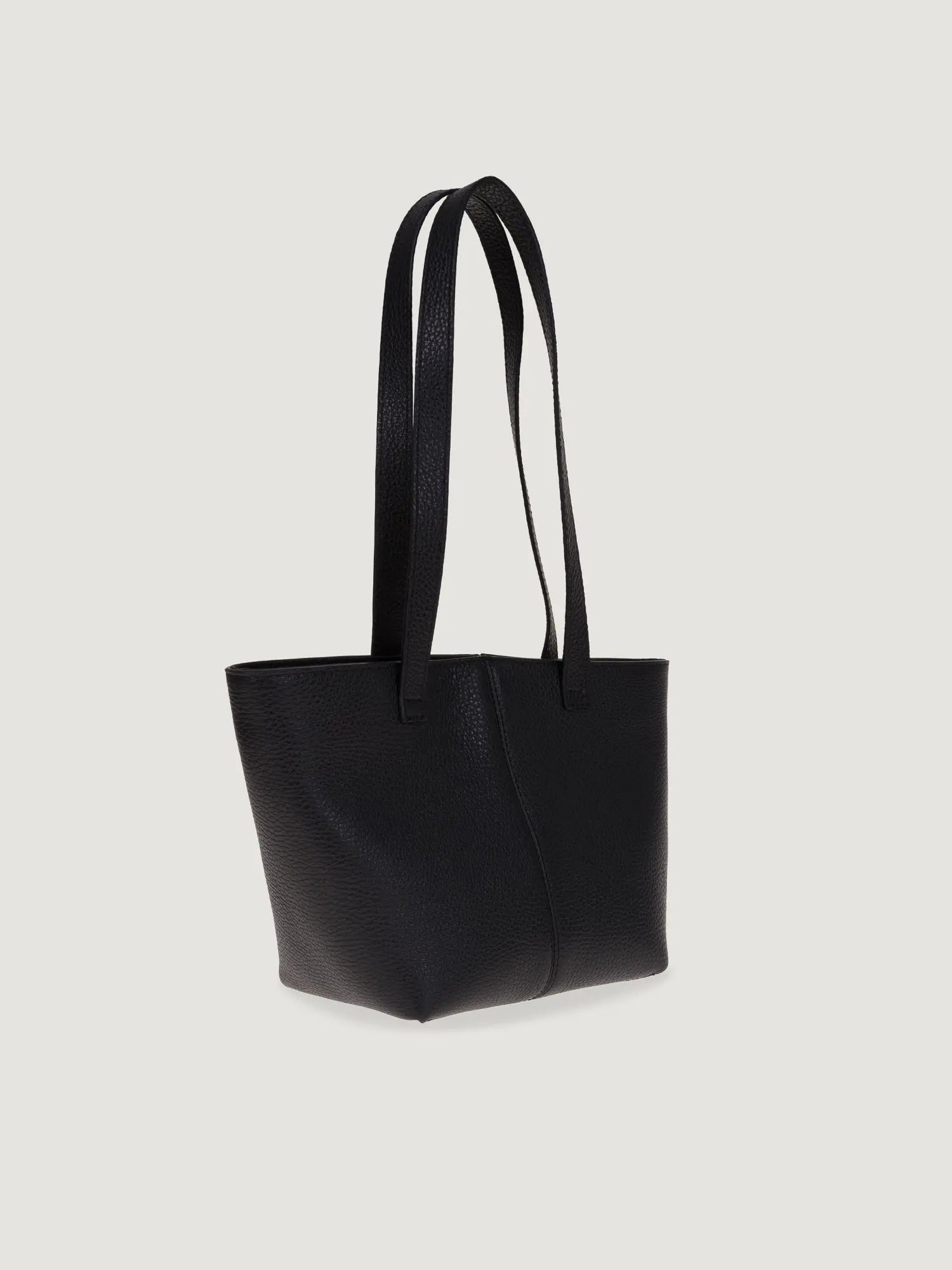 Mini Leather Tote Bag - Black