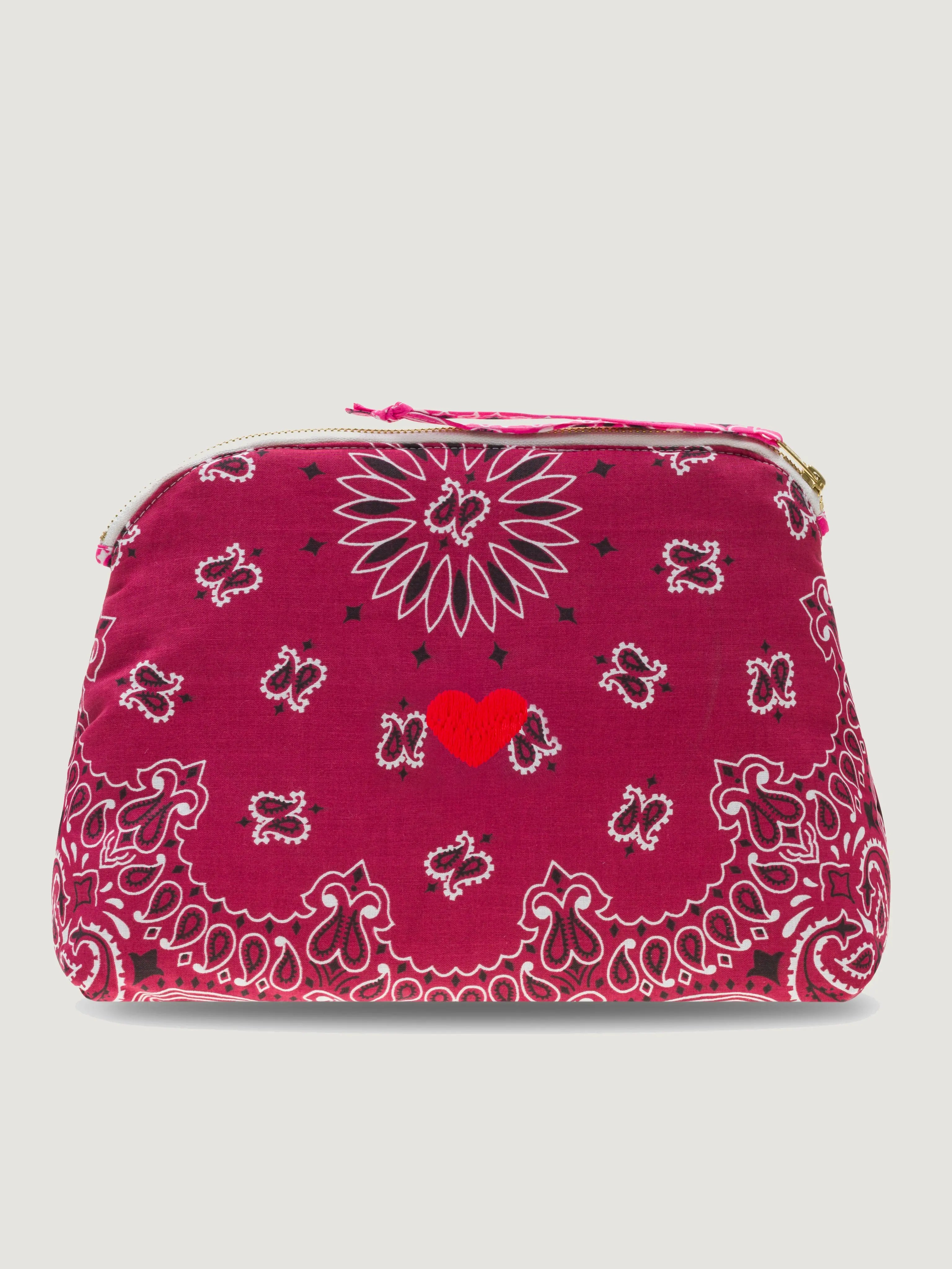 Toiletry Bag - HEART - Burgundy / Fuchsia