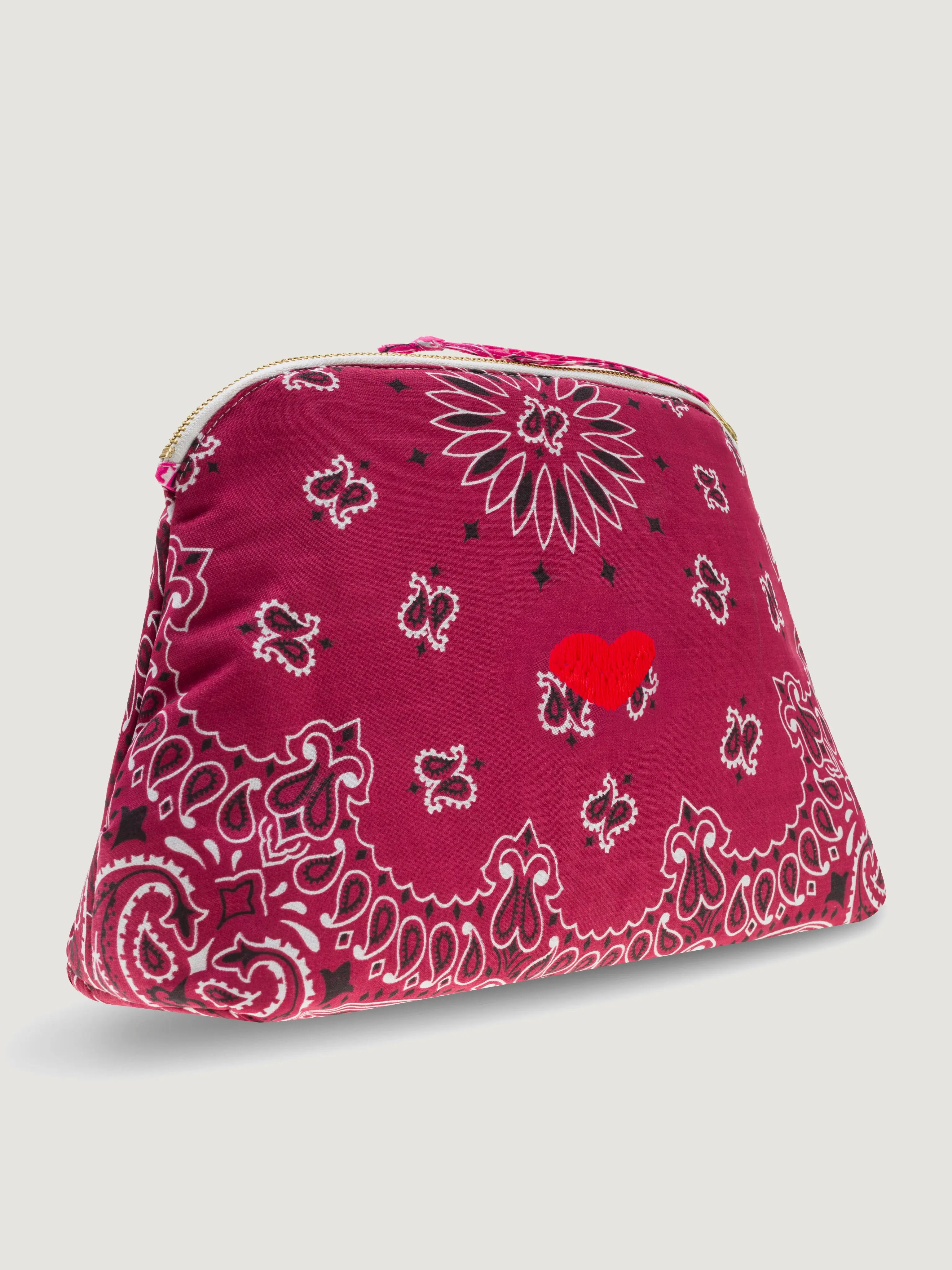 Toiletry Bag - HEART - Burgundy / Fuchsia