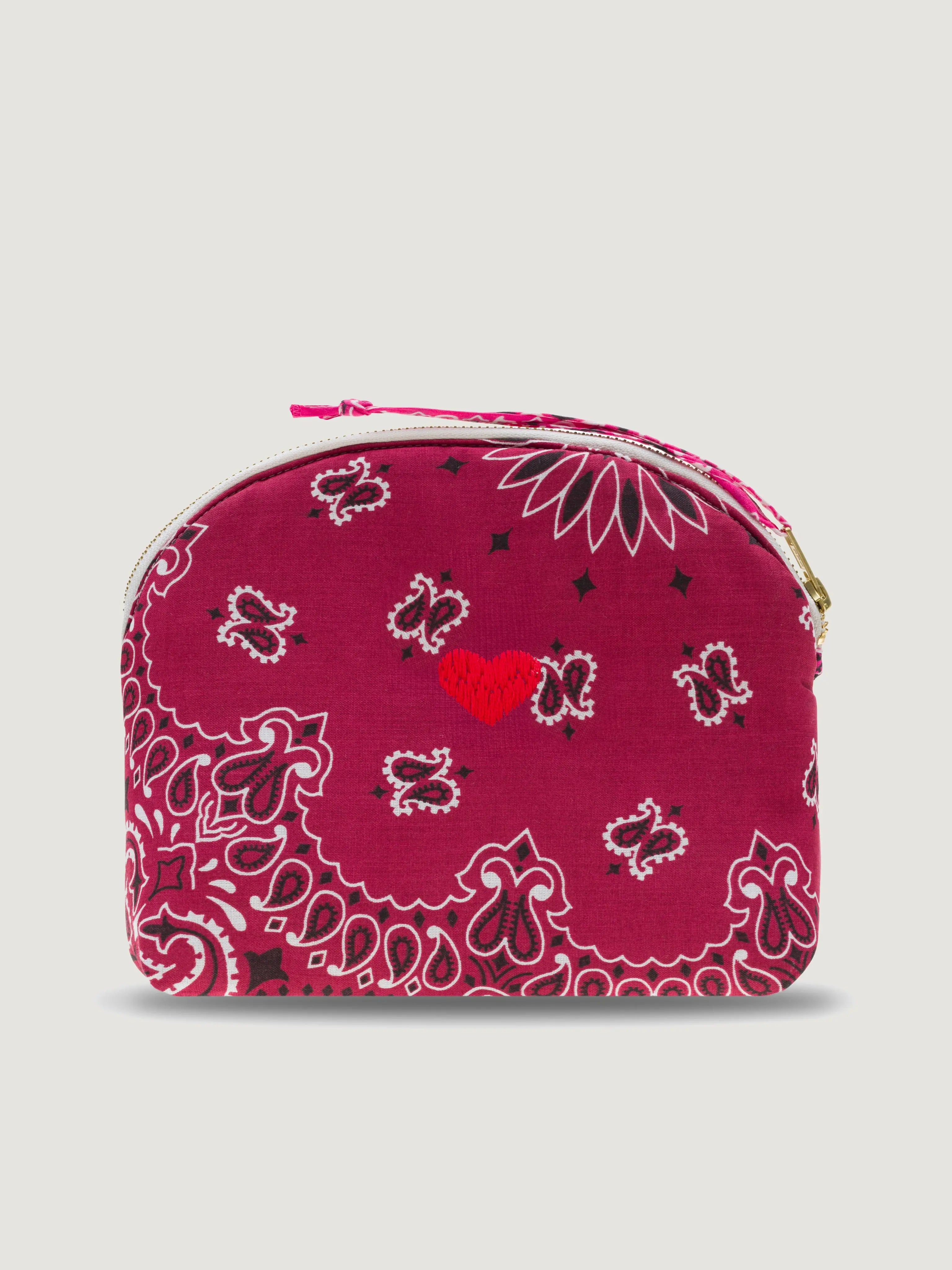 Small Toiletry Bag - HEART - Burgundy / Fuchsia