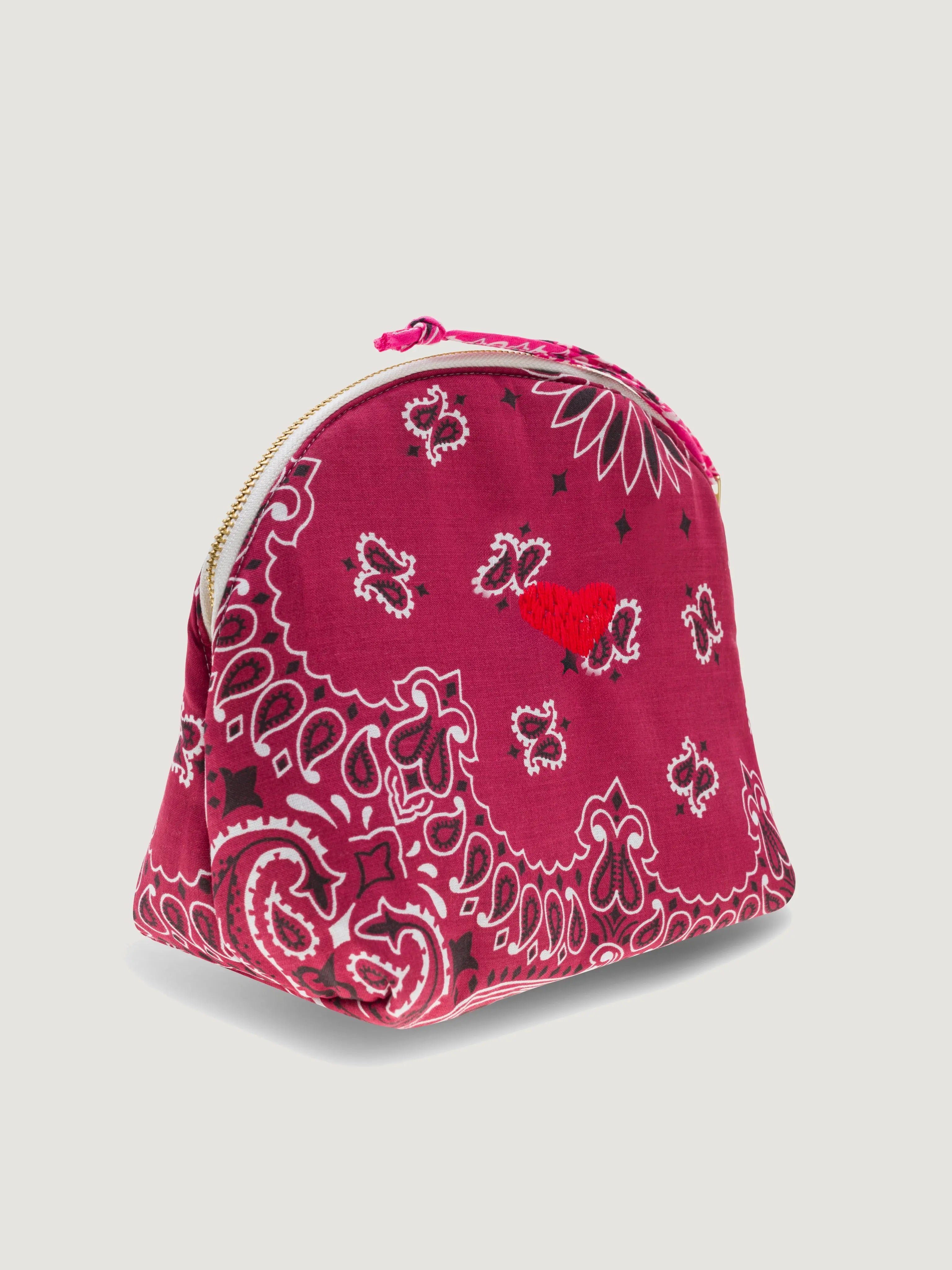 Small Toiletry Bag - HEART - Burgundy / Fuchsia