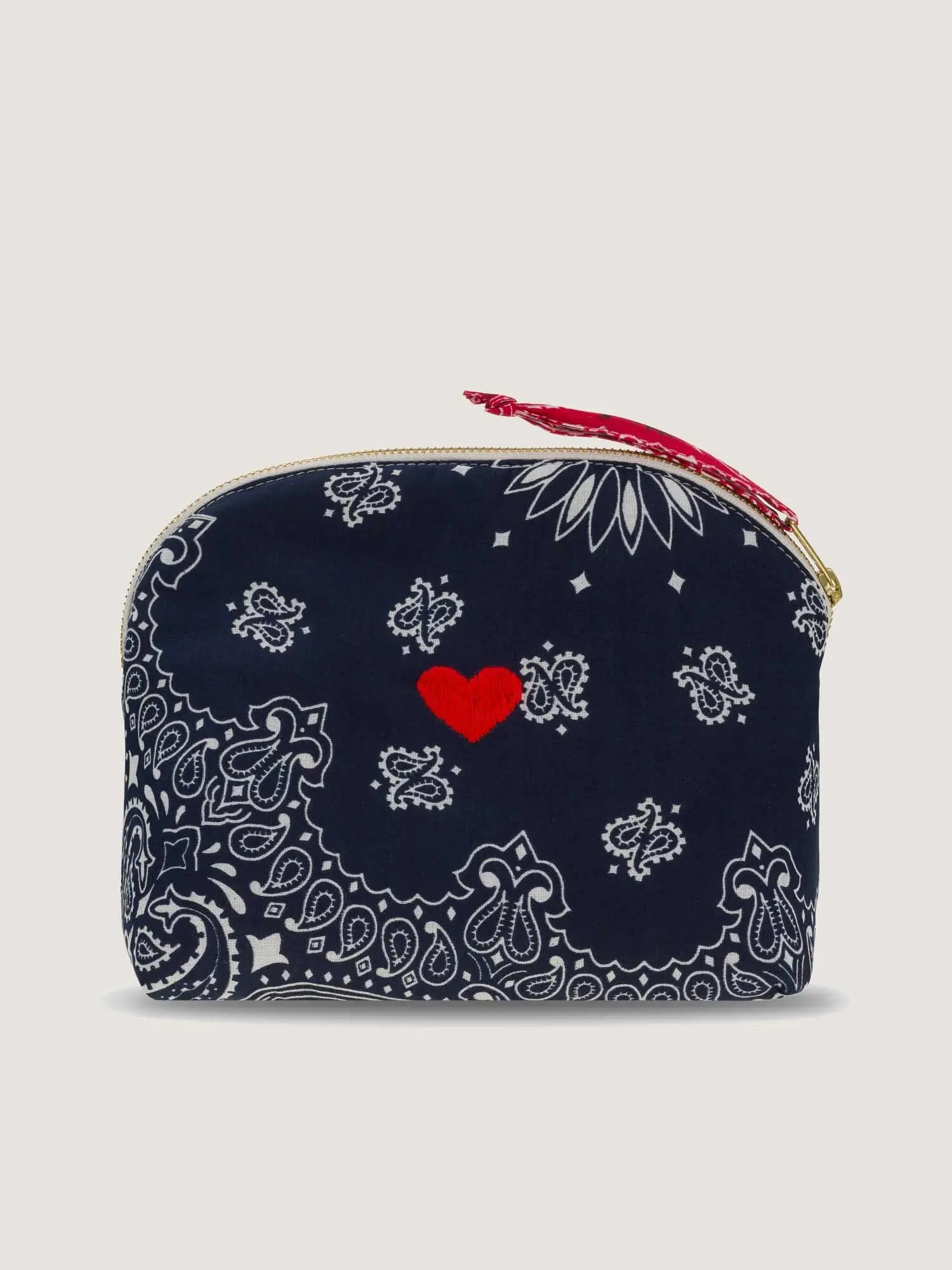 Small Toiletry Bag - HEART - Navy / Real red