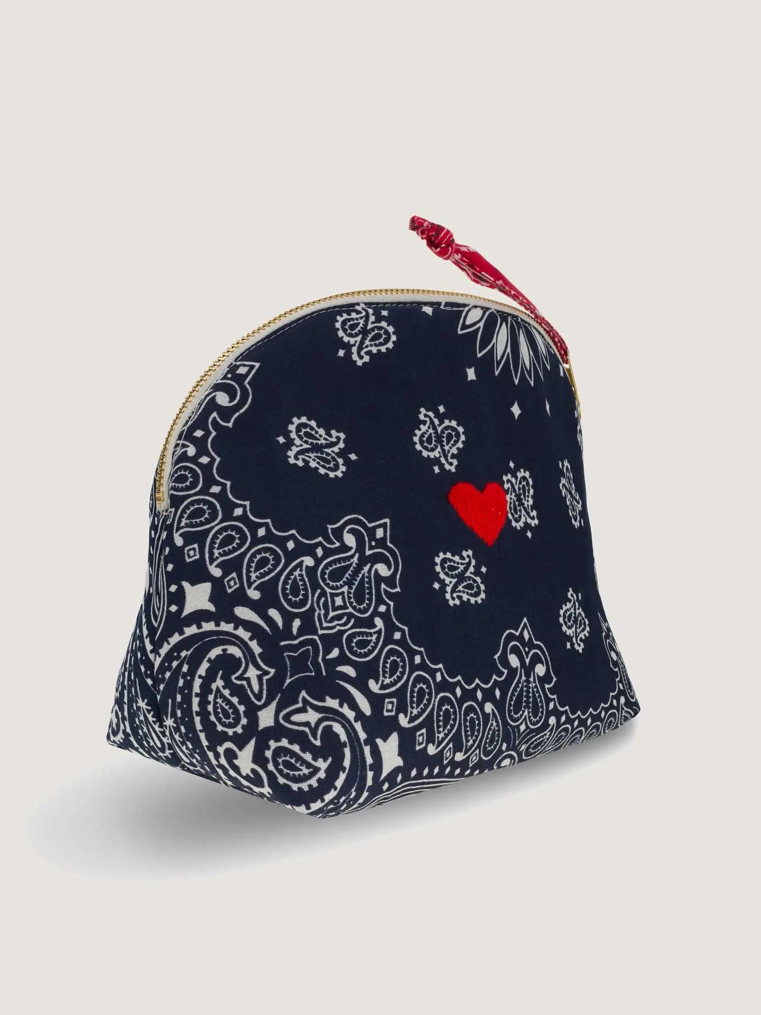 Small Toiletry Bag - HEART - Navy / Real red