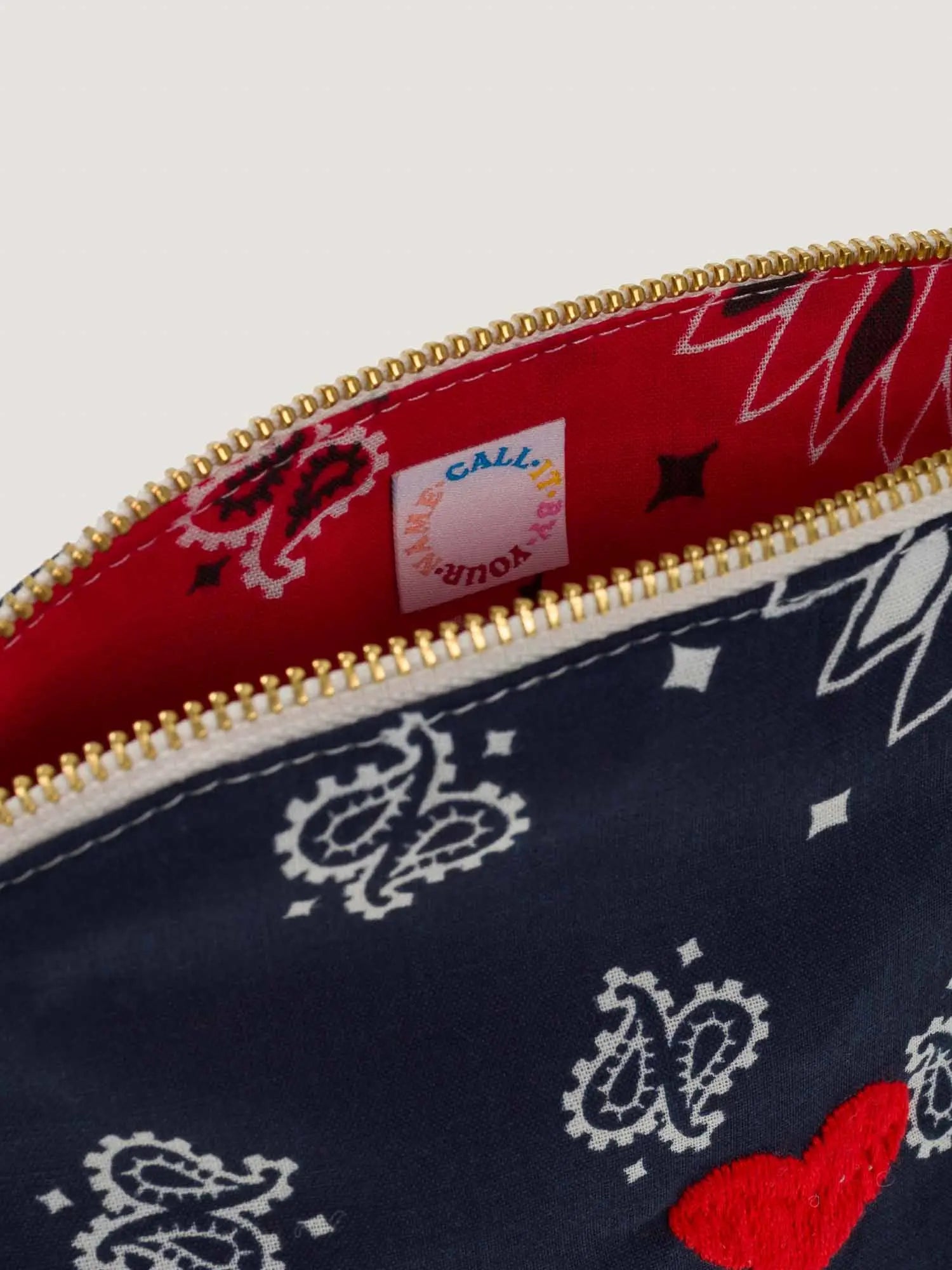 Small Toiletry Bag - HEART - Navy / Real red