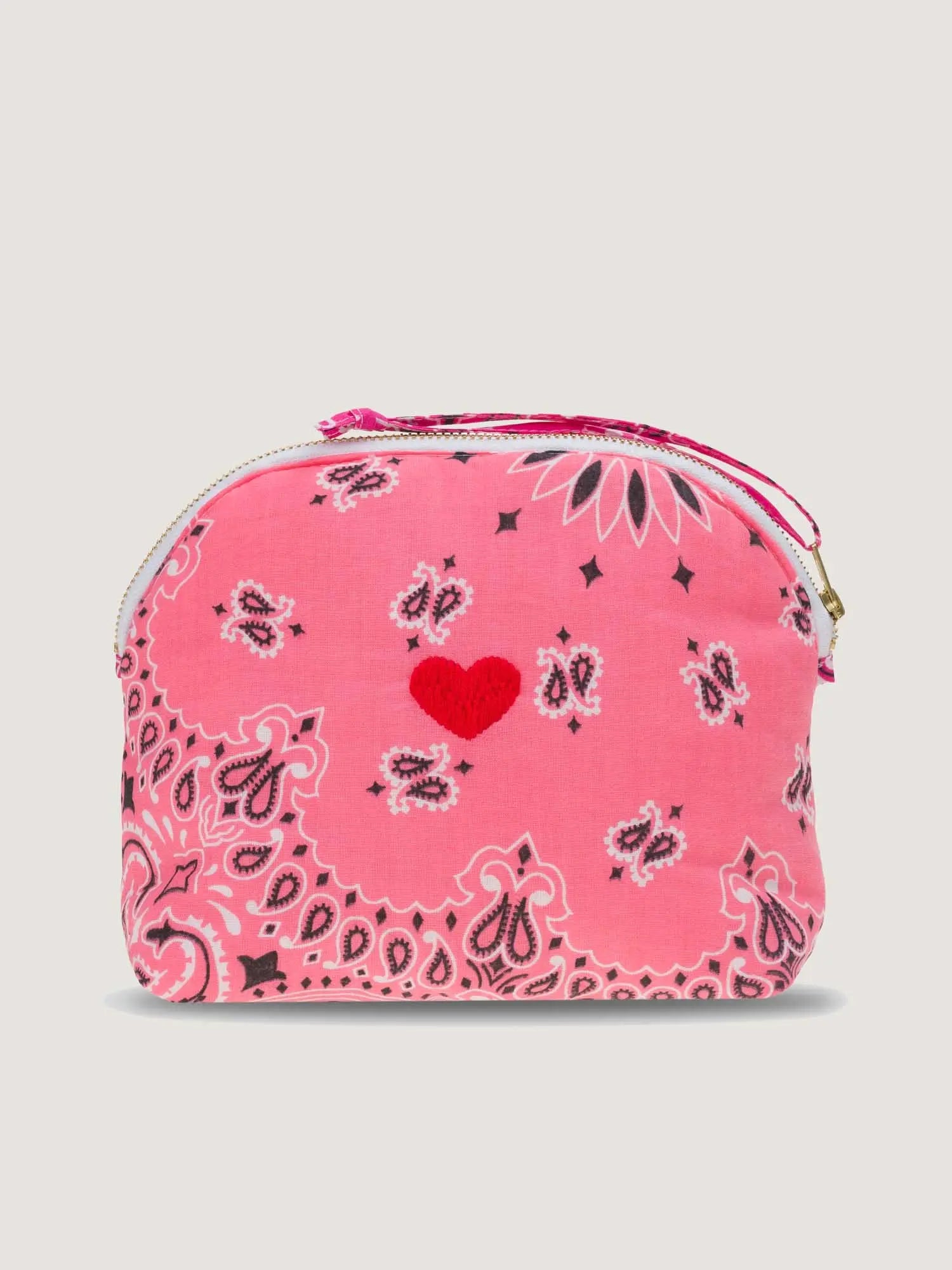 Small Toiletry Bag - HEART - Strawberry Pink / Fuchsia