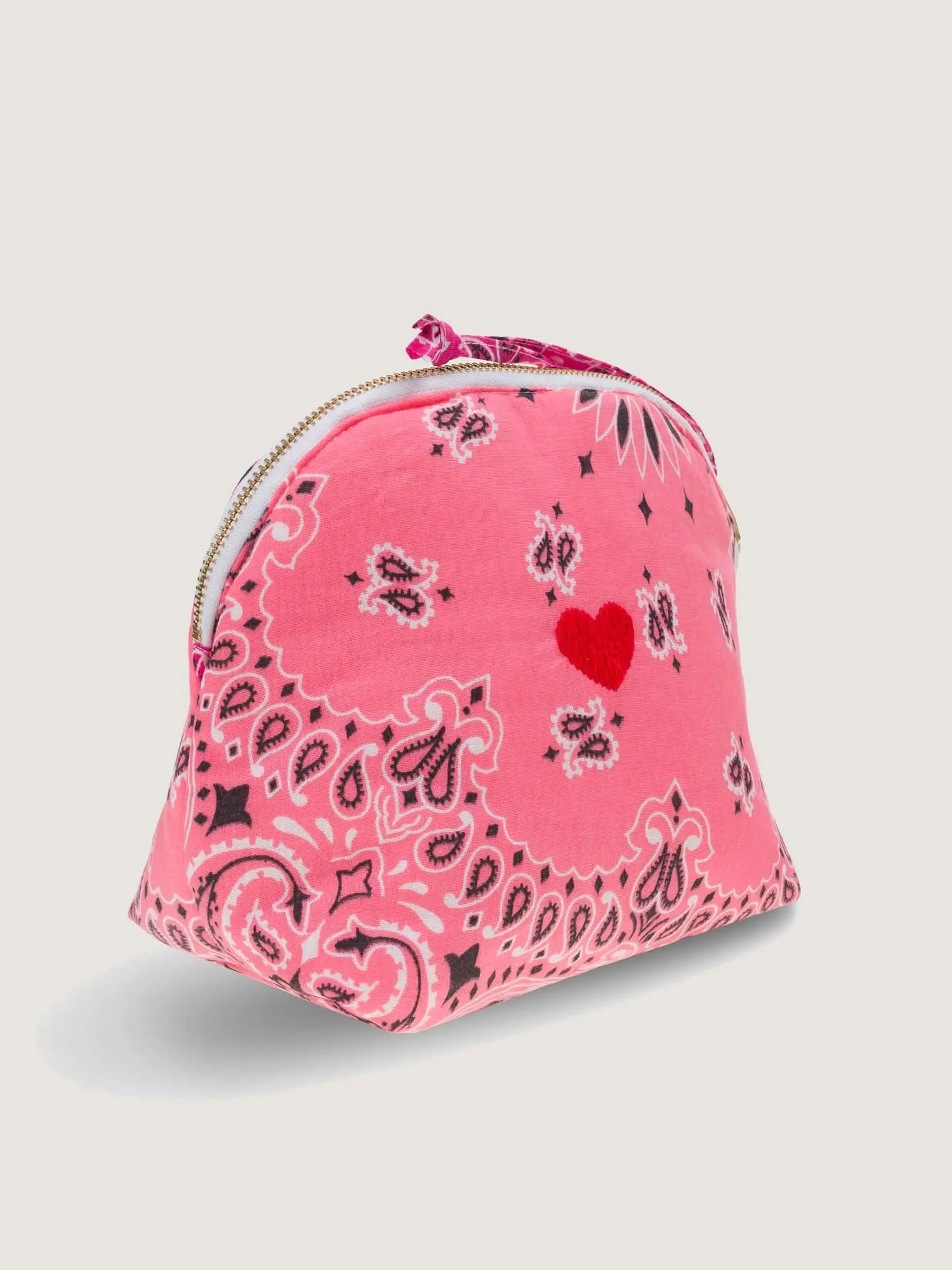 Small Toiletry Bag - HEART - Strawberry Pink / Fuchsia