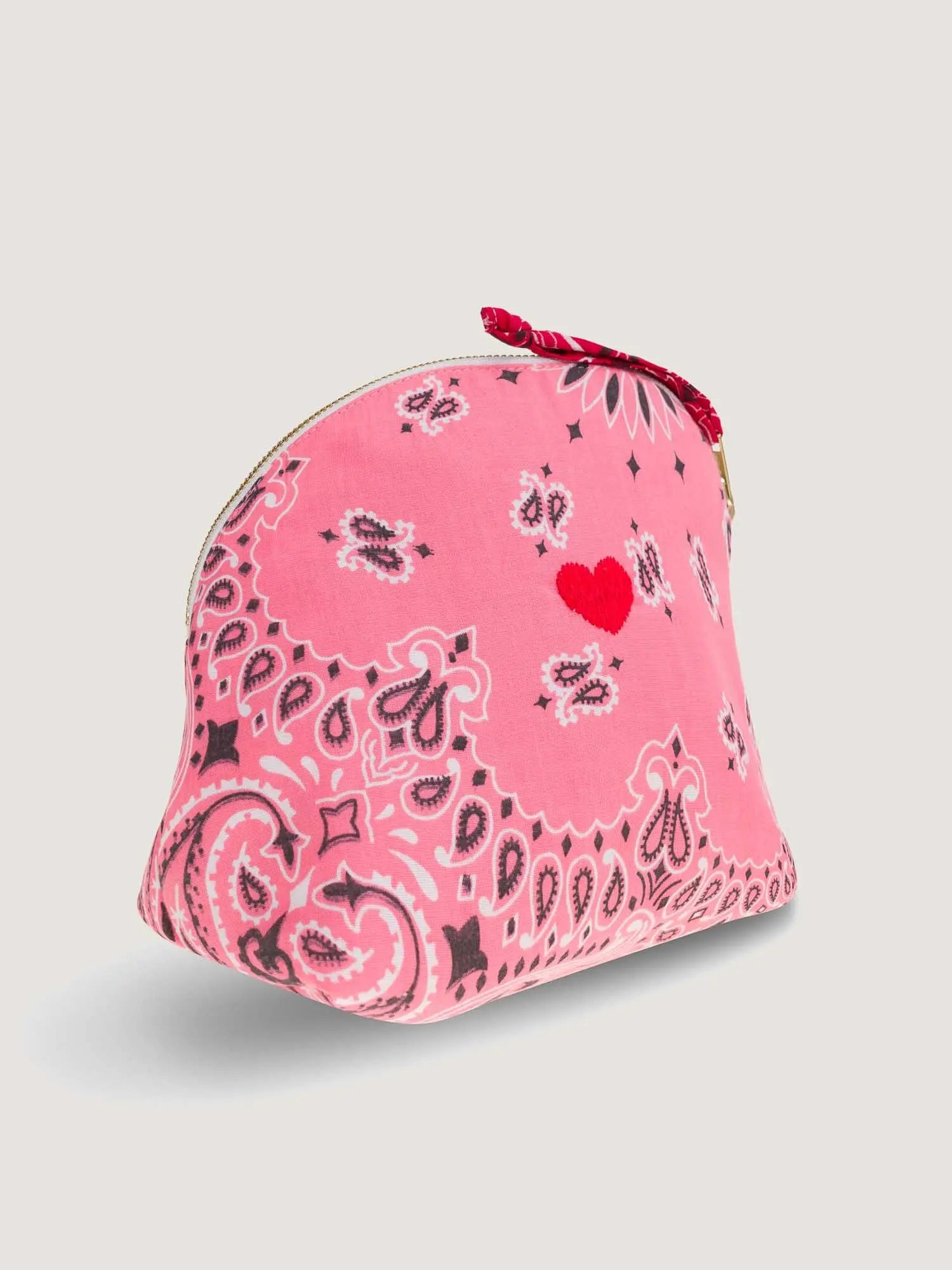 Small Toiletry Bag - HEART - Strawberry Pink / Real Red