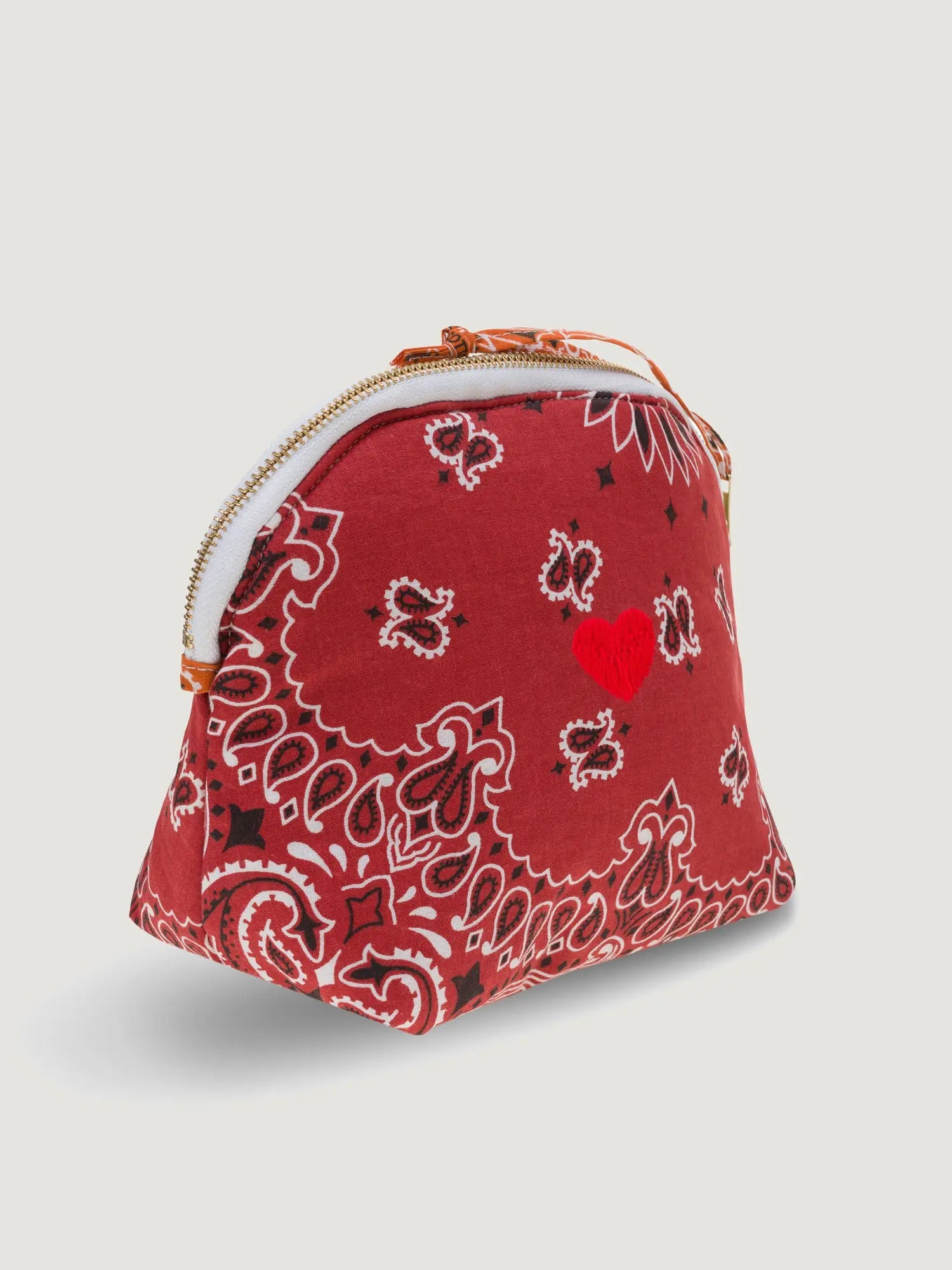 Small Toiletry Bag - HEART - Vintage Red / Burnt Orange