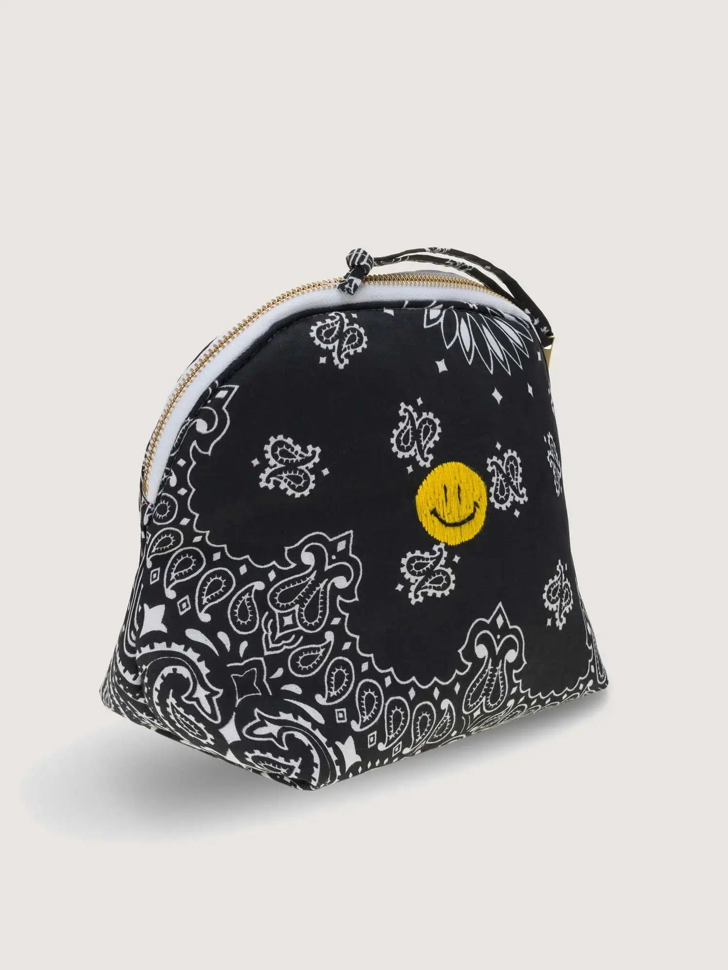 Small Toiletry Bag - HAPPY FACE - All Black