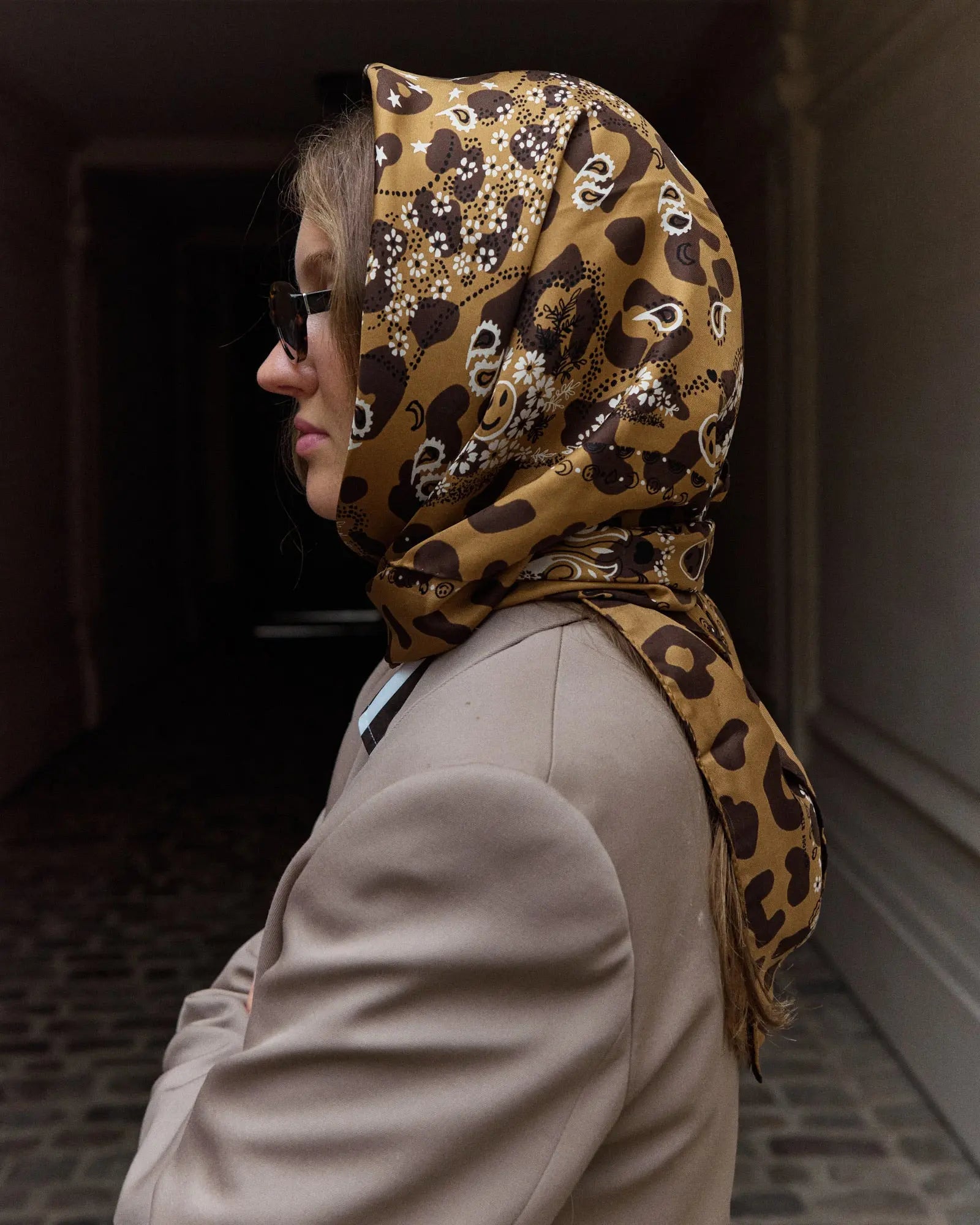 Bandana en Soie - LEOPARD - Grand Modèle