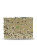 Zipped Quilted Pouch - CLOVER - Beige / Weekend Green