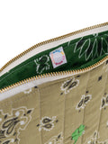 Zipped Quilted Pouch - CLOVER - Beige / Weekend Green