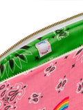 Pochette Zippée - RAINBOW - Strawberry Pink / Vert Gazon