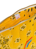 Quilted Zipped Pouch - RAINBOW - All Gold Yellow