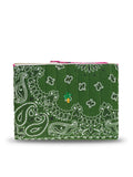 Quilted Zipped Pouch - PALM TREE - Weekend Green / Fuchsia