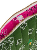 Quilted Zipped Pouch - PALM TREE - Weekend Green / Fuchsia