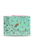 Zipped Quilted Pouch - RAINBOW - Mint / Strawberry Pink