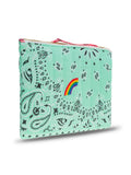 Zipped Quilted Pouch - RAINBOW - Mint / Strawberry Pink