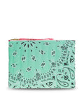 Zipped Quilted Pouch - RAINBOW - Mint / Strawberry Pink