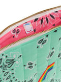 Zipped Quilted Pouch - RAINBOW - Mint / Strawberry Pink