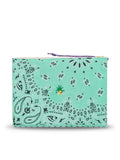 Quilted Zipped Pouch - PALM TREE - Mint / Lilac