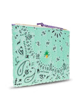 Quilted Zipped Pouch - PALM TREE - Mint / Lilac