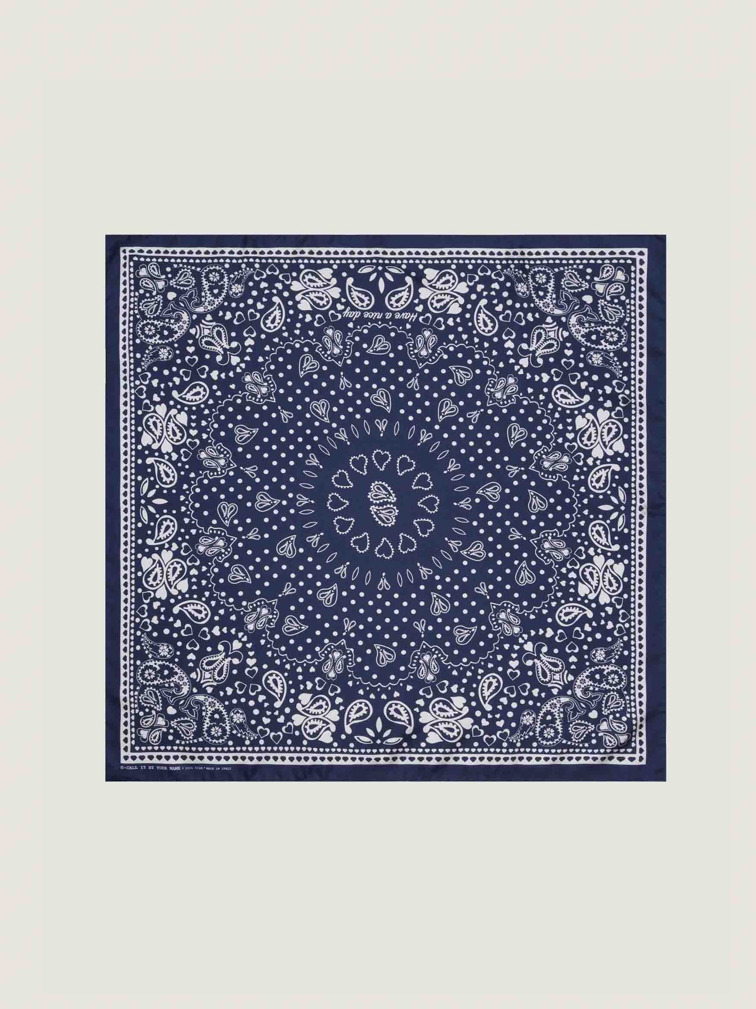 Bandana en Soie - NAVY MI COLAZON - Petit Modèle