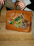 Key Ring - HEART - Beige / Brown