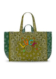 Quilted Maxi Cabas Tote - LUCK - Bronze / Week-end Green