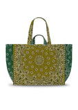 Quilted Maxi Cabas Tote - LUCK - Bronze / Week-end Green
