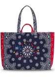 Quilted Maxi Travel Bag - LIFE IS A JOURNEY - Navy / Real Red
