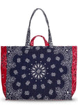 Quilted Maxi Travel Bag - LIFE IS A JOURNEY - Navy / Real Red
