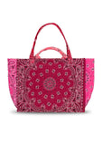 Quilted Maxi Cabas Tote - PATCHWORK - Burgundy / Colorblock
