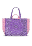 Quilted Maxi Cabas Tote - LOVE - Lilac / Pale Pink