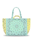 Maxi Cabas Tote - HEARTS - Mint / Pale Yellow