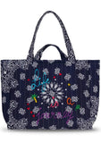 Quilted Maxi Travel Bag - LIFE IS A JOURNEY - All Navy - Heart/palm
