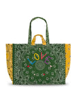 Quilted Maxi Cabas Tote - LOVE - Weekend Green / Mustard