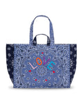 Quilted Maxi Cabas Tote - LOVE - Chambray / Navy