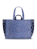 Quilted Maxi Cabas Tote - LOVE - Chambray / Navy