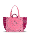Quilted Medium Cabas Tote - LOVE - Strawberry Pink / Burgundy
